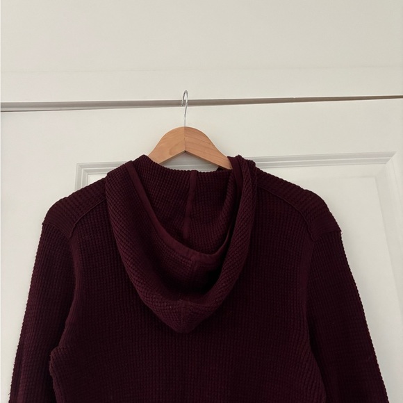 John Varvatos Waffle Knit Pullover Hoodie Wine - Picture 7 of 8
